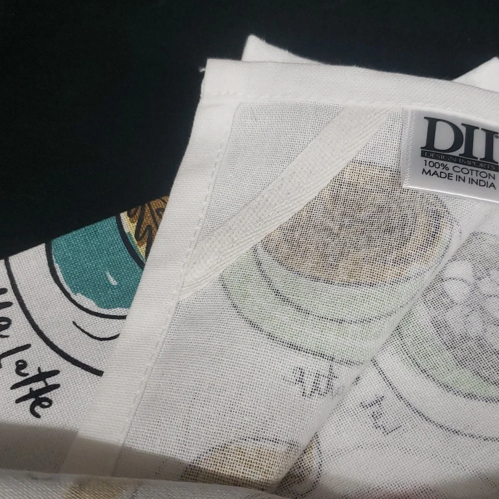 Design Imports NWT 100% Cotton Kitchen Towel Set/2 with Coffee Design